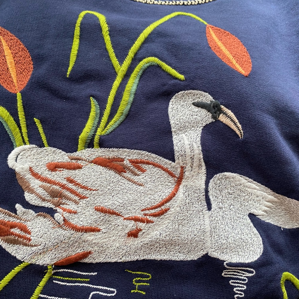 Anthropologie Swan Lake Embroidered SweatshiRT - Picture 6 of 9